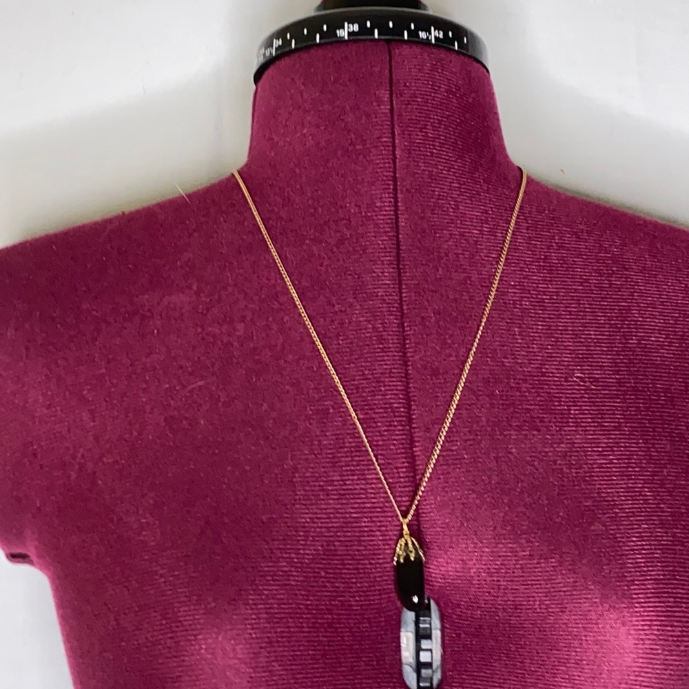 Teardrop Gem Pendant Necklace Gold Color